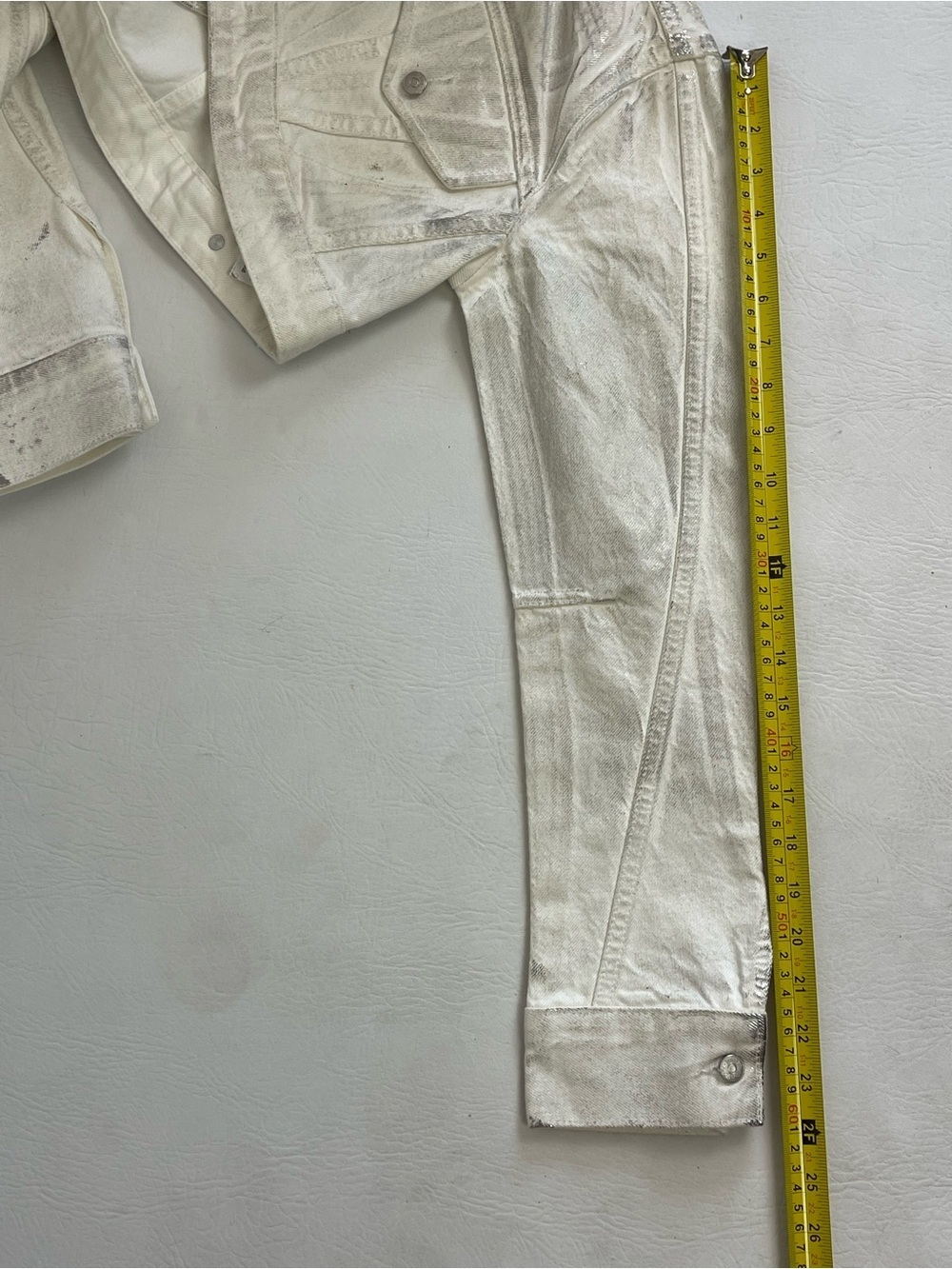 Zara Metallic Silver High-Low Cropped Denim Jacket NWT Size S - Picture 6 of 10